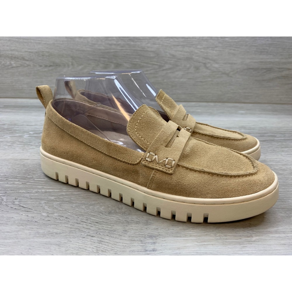 Vionic Uptown Tan Suede Penny Loafers Women's 8.5 Slip On Comfort Shoes